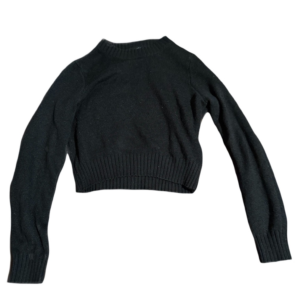 H&M Black Crew Neck Cropped Sweater
